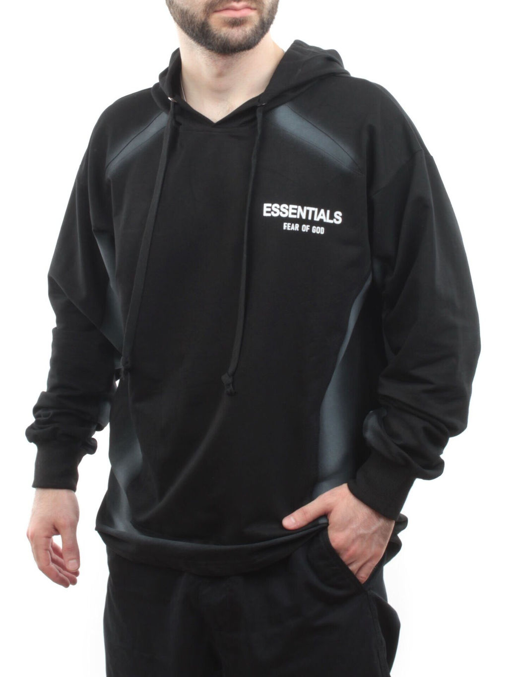 2649 BLACK/GRAY Толстовка мужская (75% хлопок, 20% полиэстер, 5% спандекс) - Фабричный китай фото 4