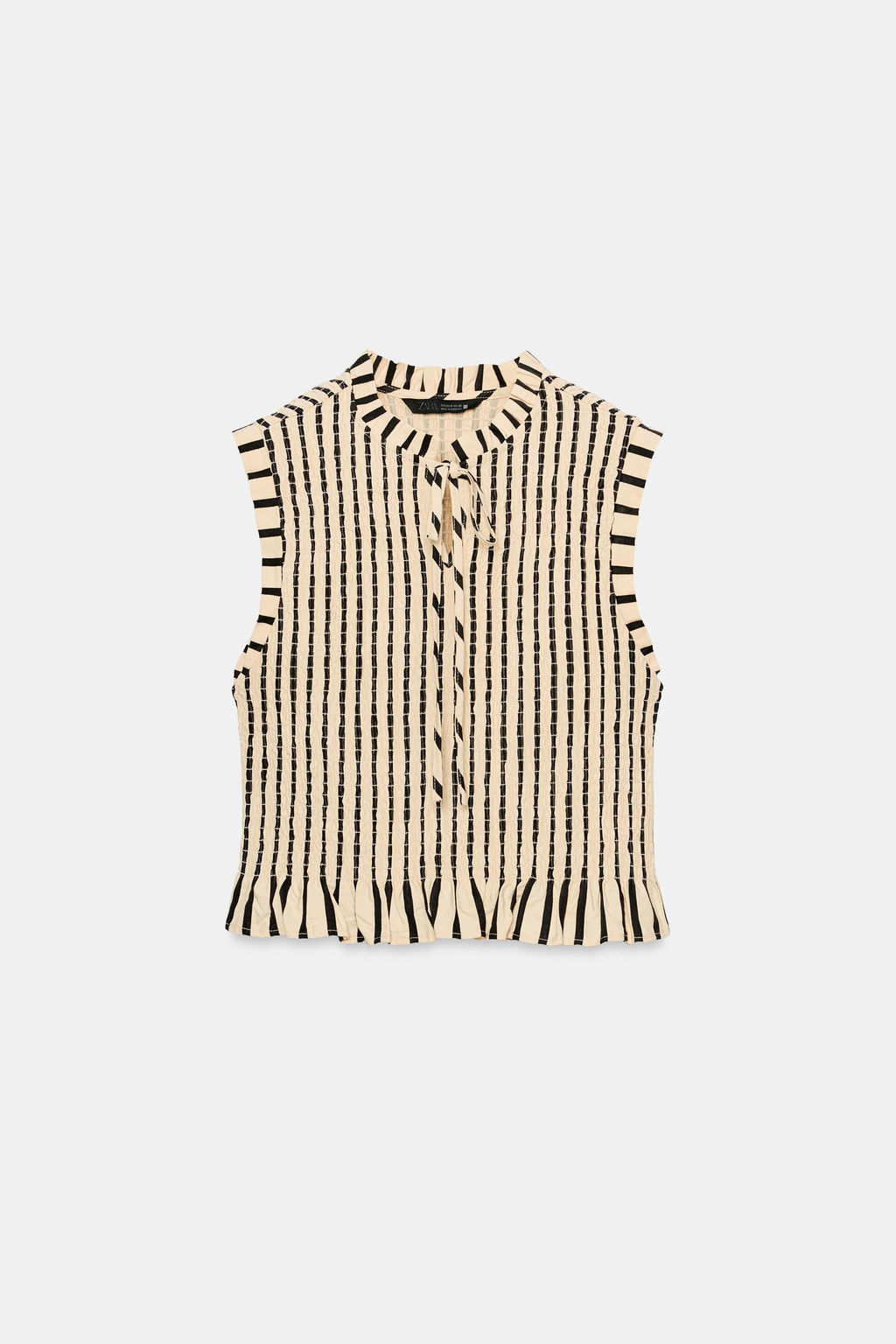 TOP RAYAS NIDO DE ABEJA / Crudo / Negro - Zara фото 7