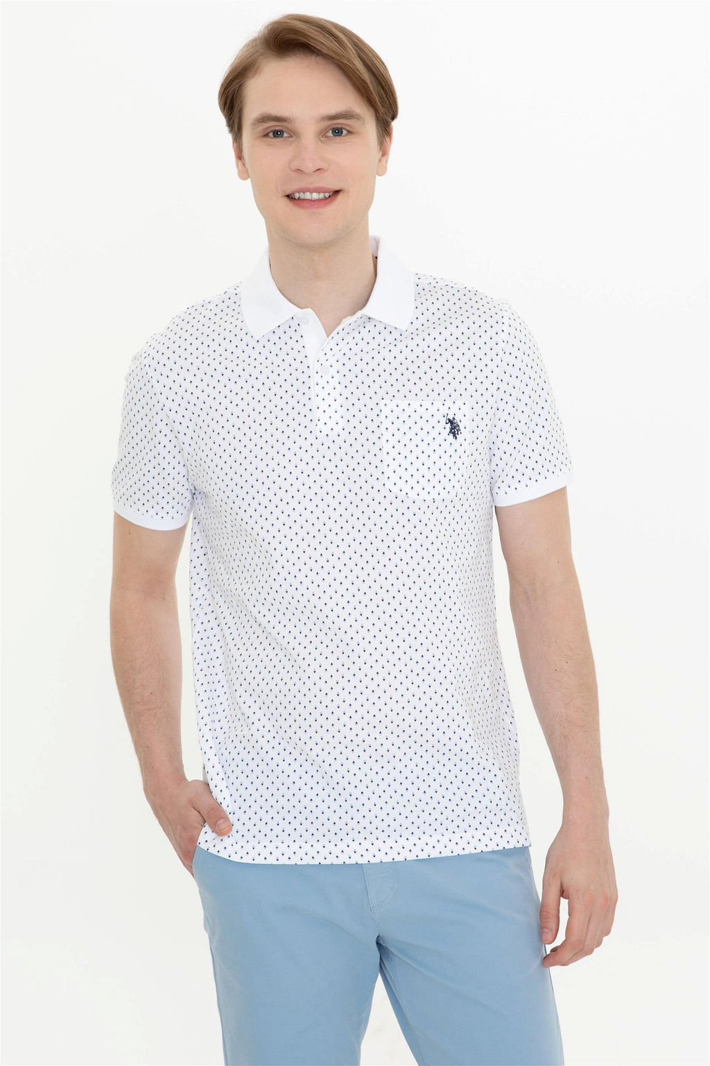 U. S. Polo Assn Мужская темно-синяя футболка с воротником-поло - U.s. polo assn фото 7