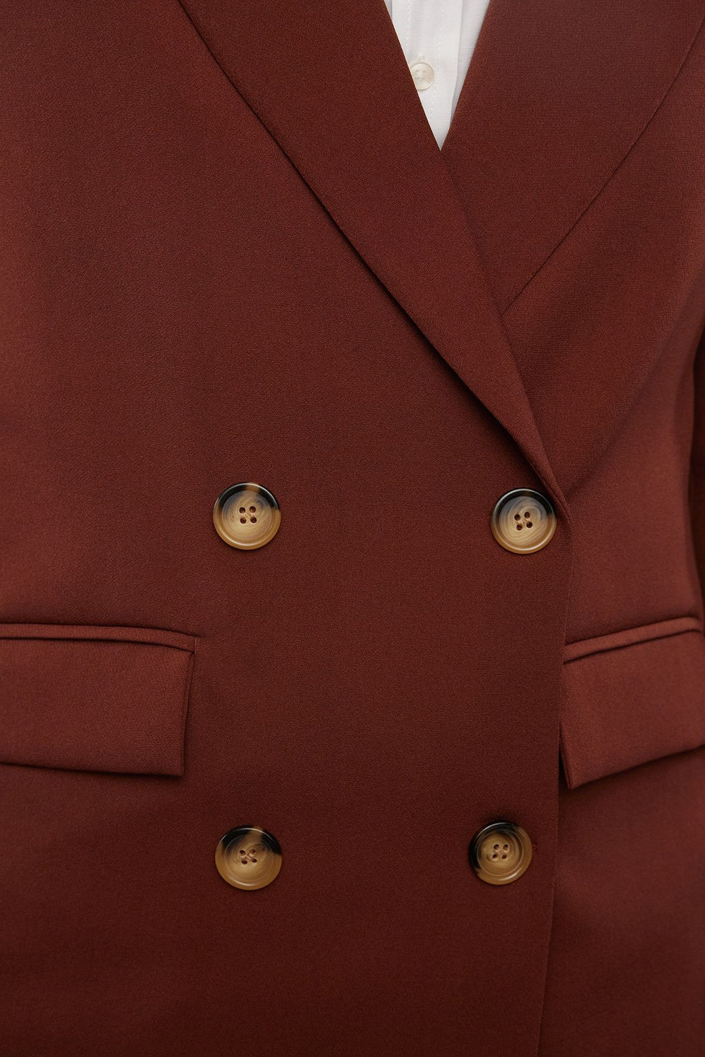 Koyu Kahverengi Regular Astarl? Kruvaze Kapama Dokuma Blazer Ceket TWOAW21CE0264