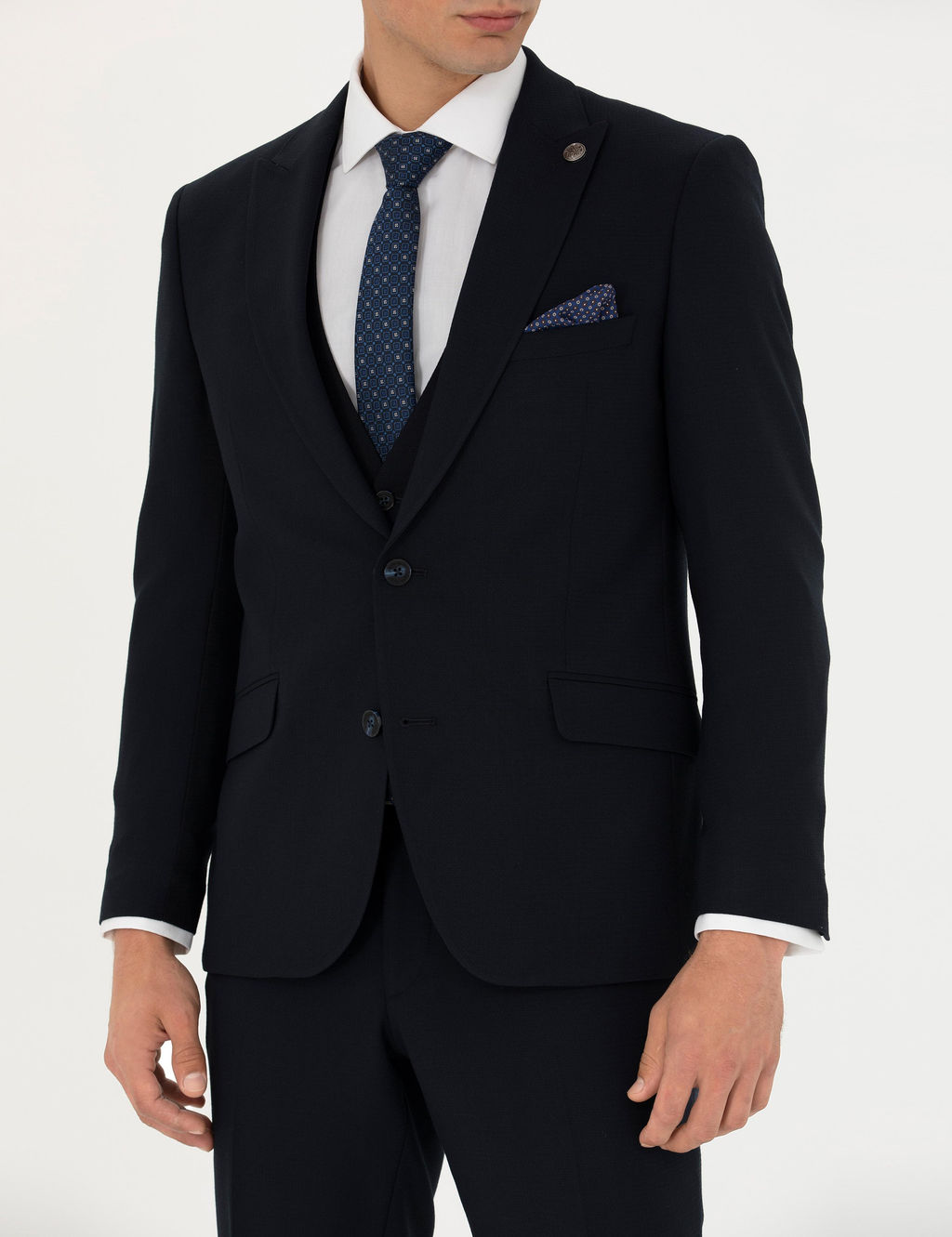 Yelekli Lacivert Ekstra Slim Fit Tak_m Elbise