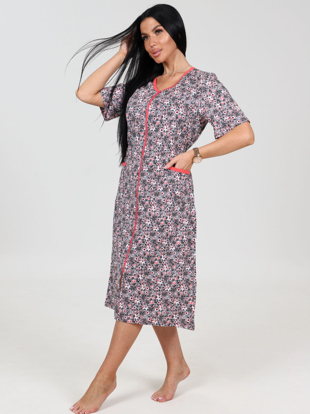 Халат женский, цвет серый