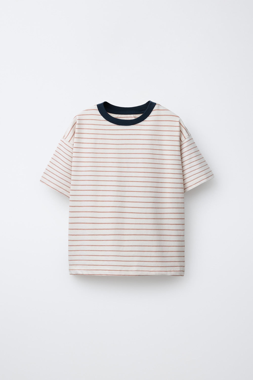 STRIPED T-SHIRT WITH CONTRAST NECKLINE