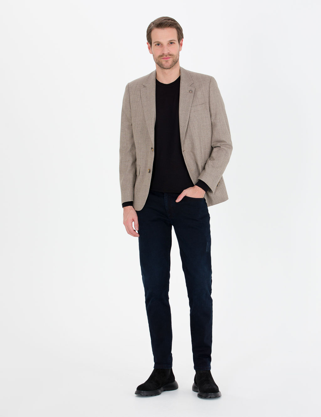 A__k Kahverengi Slim Fit Ceket