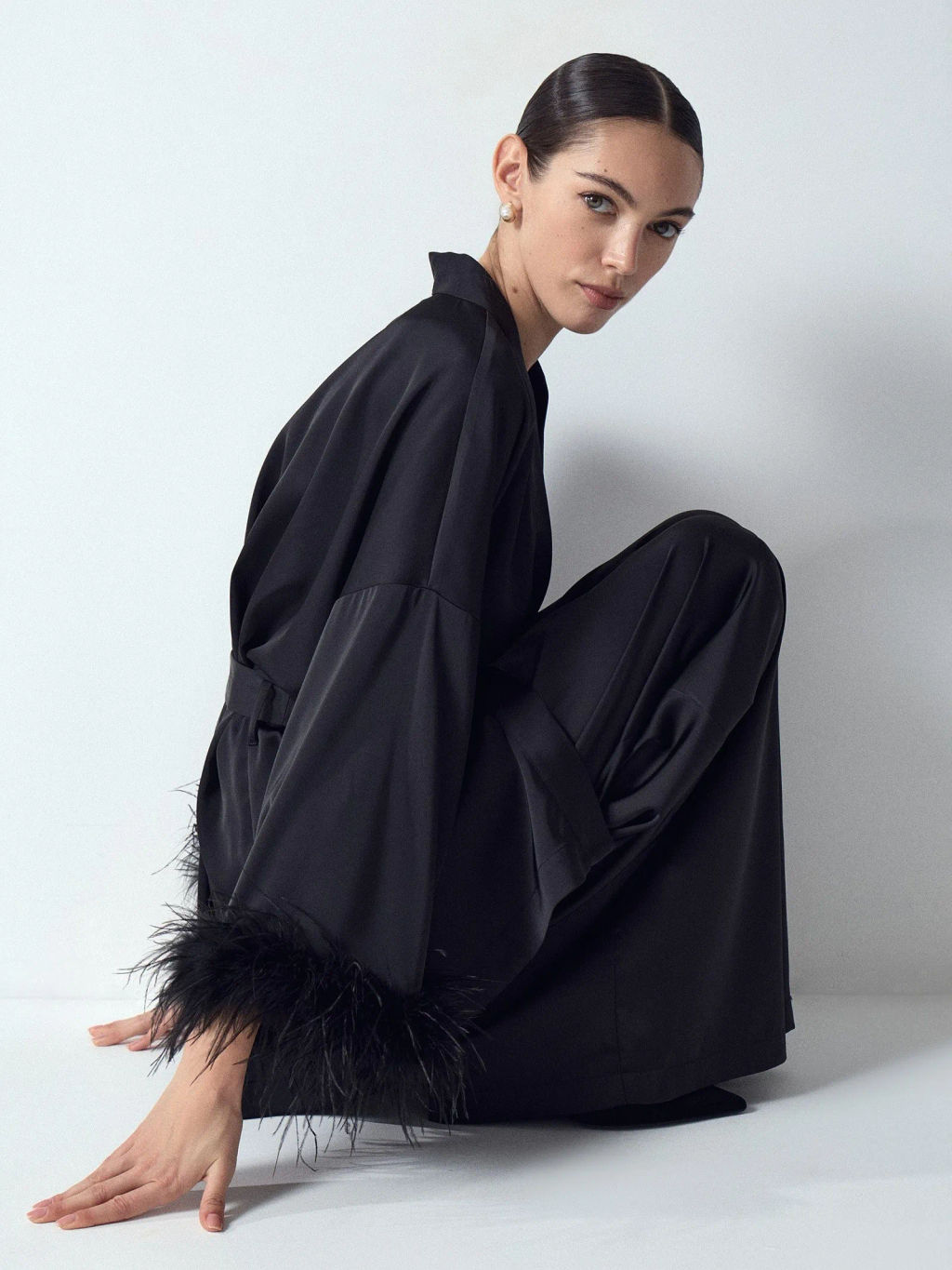 EMKA / Блузка-кимоно с перьями  фото 5