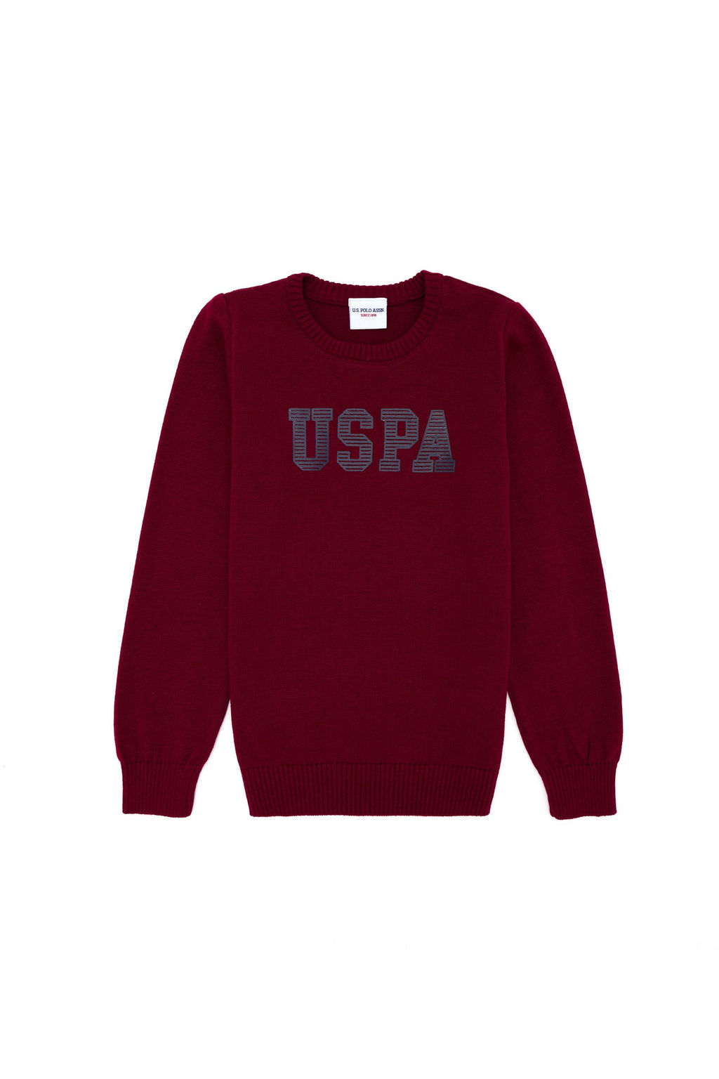 U. S. Polo Assn Бордовый трикотажный свитер с круглым вырезом для мальчика