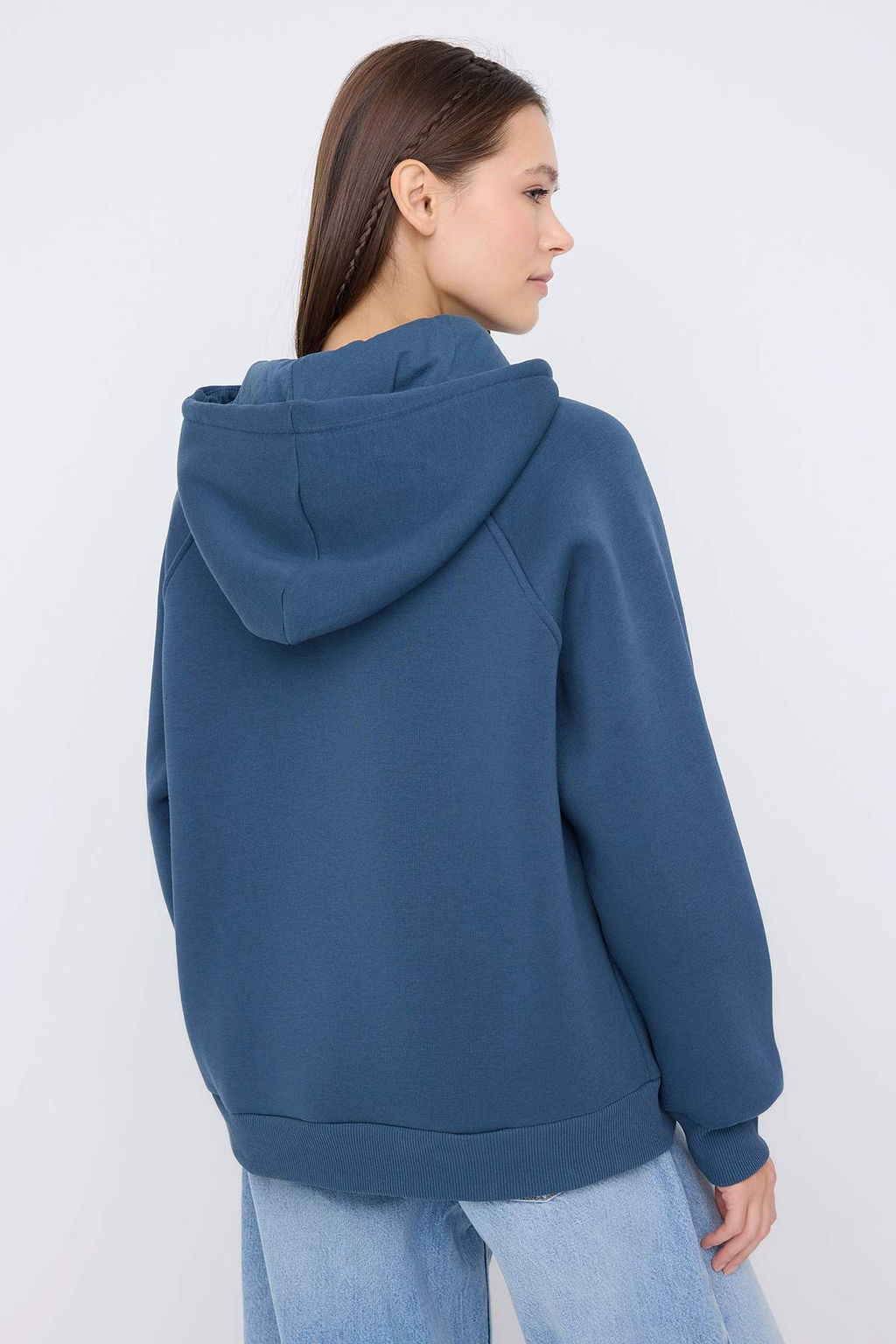 Teen Petrol Slogan Nak?sl? Oversize/Genis Kal?p Kapusonlu Orme Sweatshirt TWOAW26SW00175