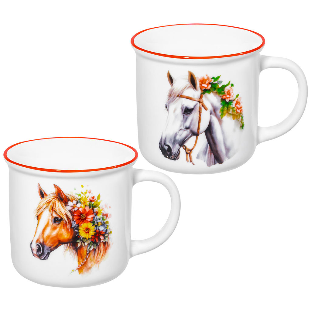 Набор кружек 2 пр. 400 мл 12*9,5*8,5 см "Лошадки", фарфор