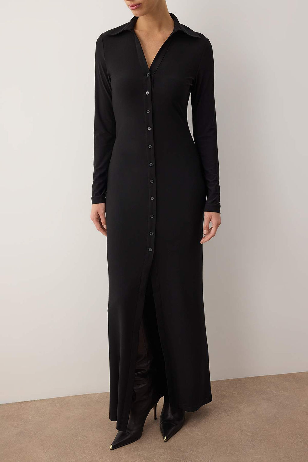 Siyah Duz Maxi Orme Elbise TWOAW26EL00110