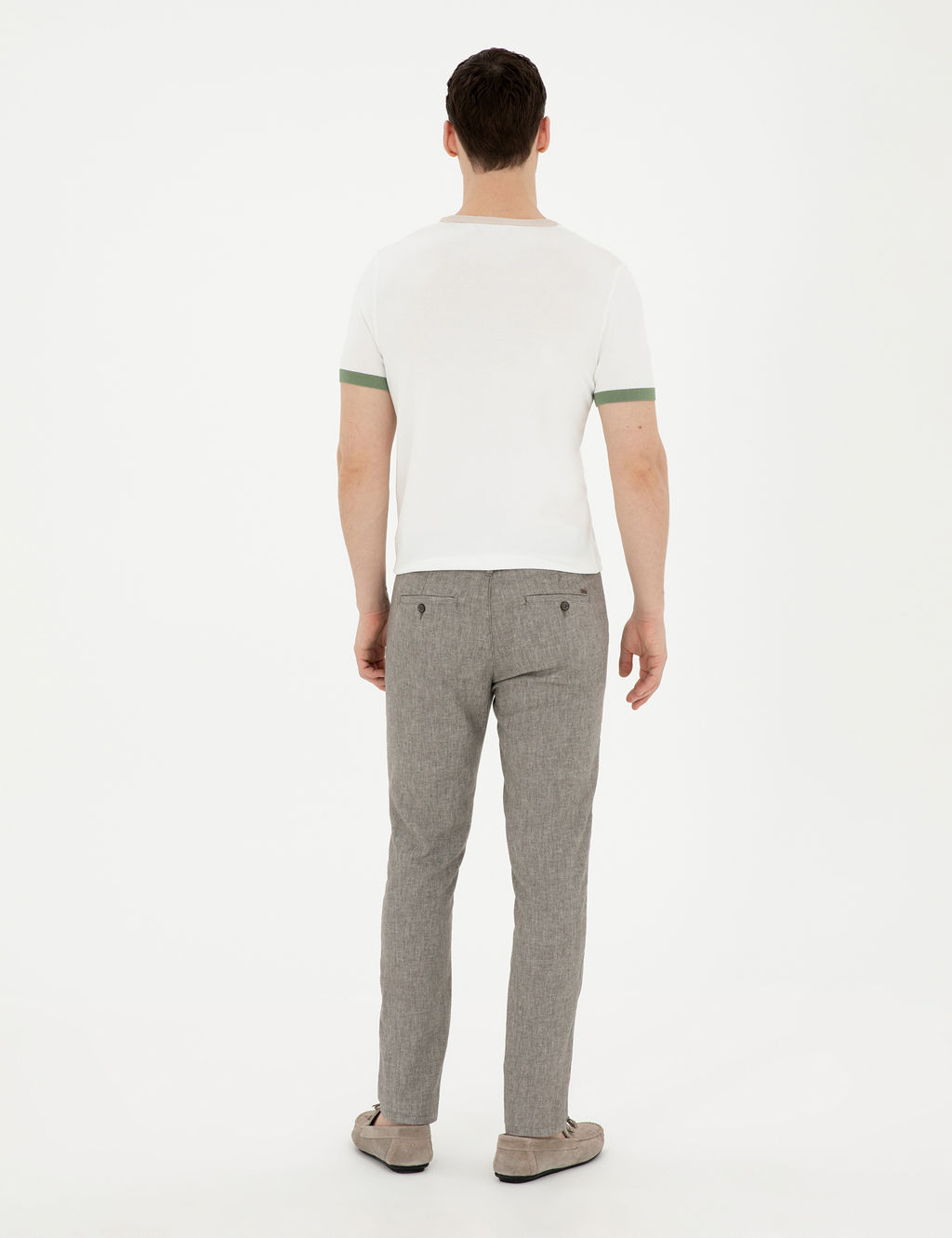 Ye_il Slim Fit Keten Kar___ml_ Kanvas Pantolon