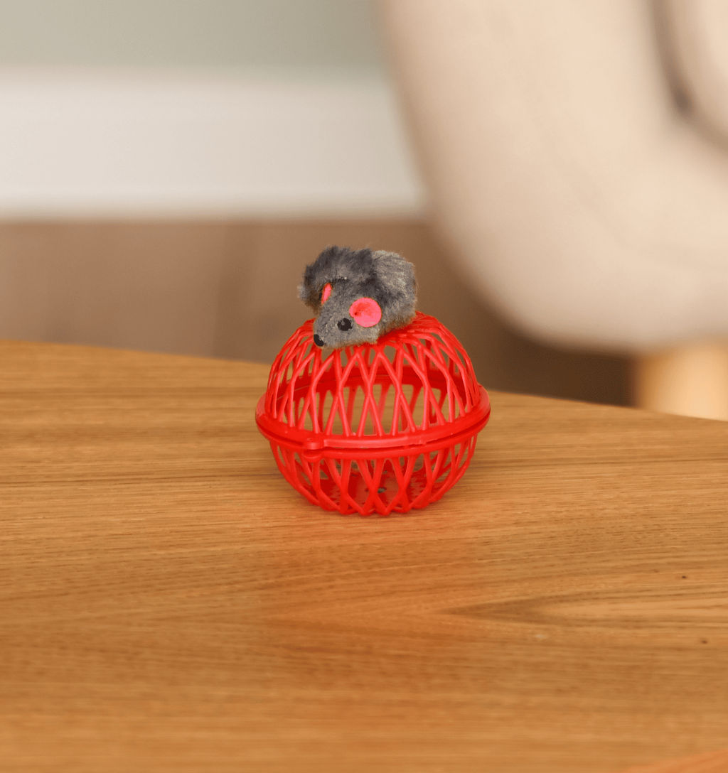 Игрушка для кошек, плетеный шарик с бубенчиком и мышкой, цвет в ассортименте WPS274