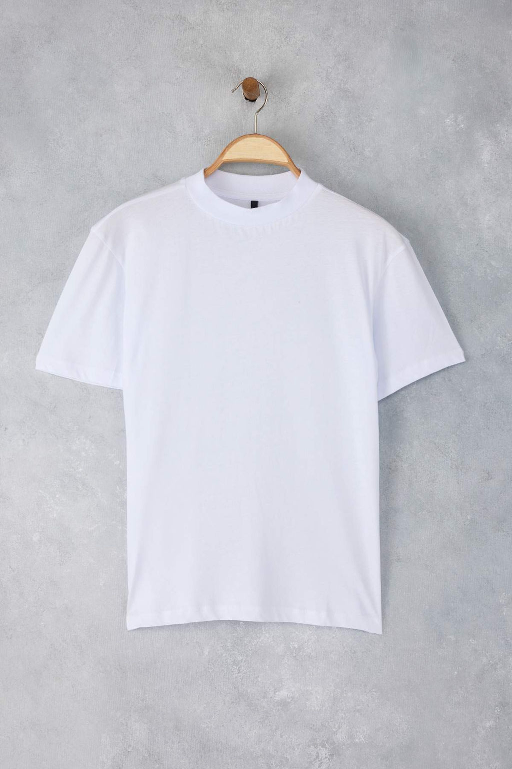 Beyaz-Beyaz 2li Paket %100 Pamuk Basic Dik Yaka Orme T-Shirt TWOSS20TS1500