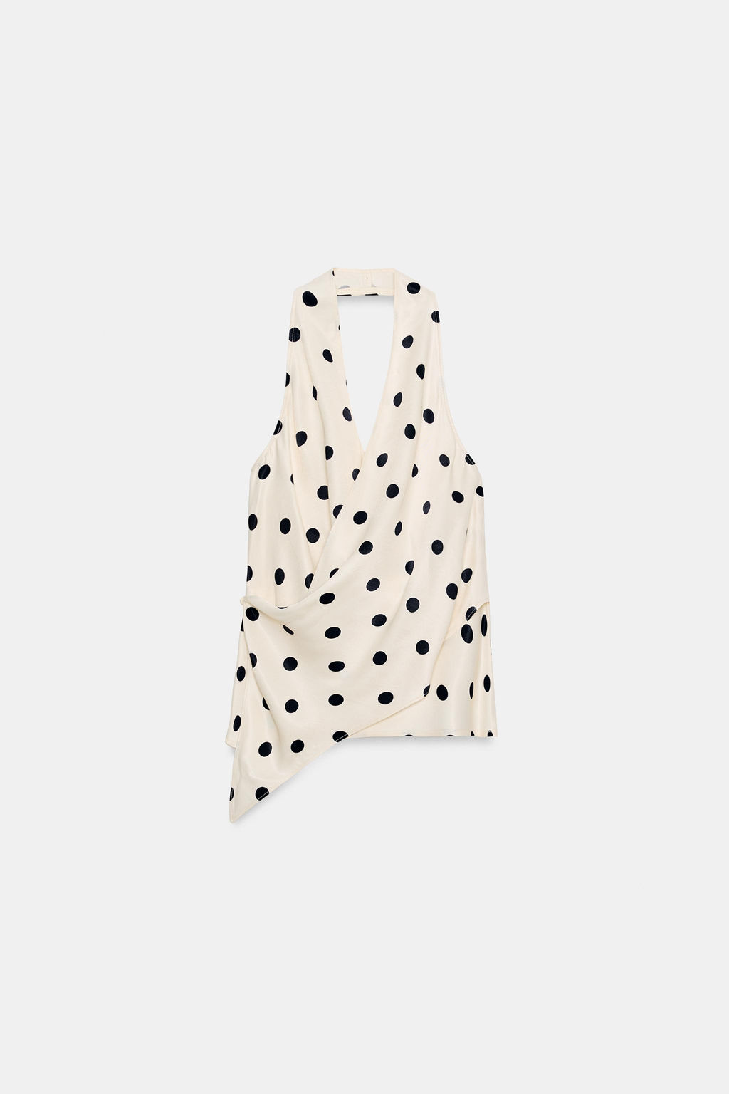 TOP SATINADO HALTER LUNARES / Blanco / Negro - Zara фото 5