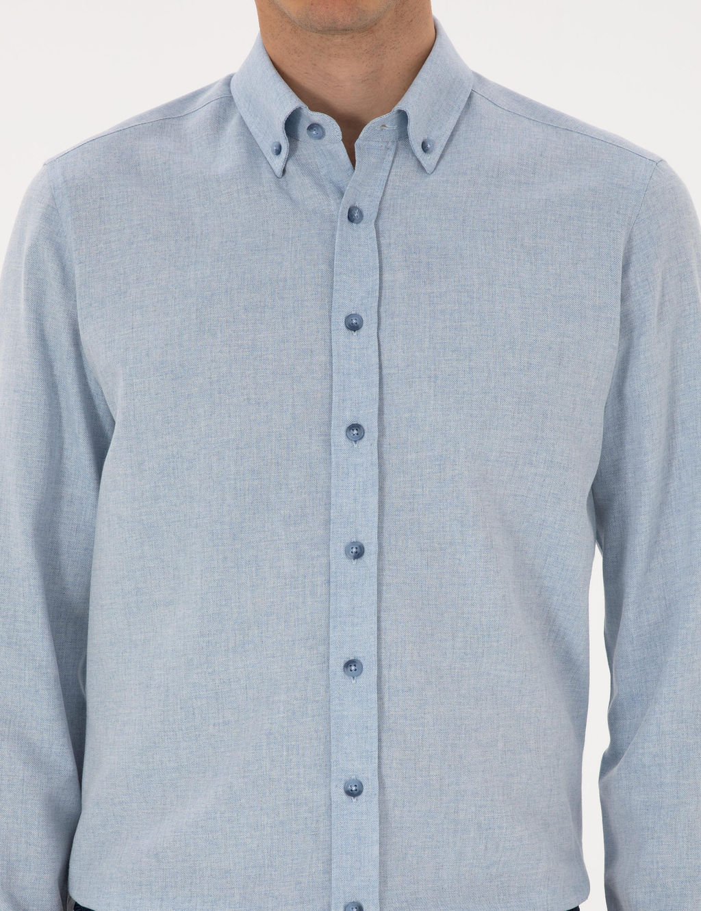 A__k Mavi Flanel Dokulu Slim Fit Uzun Kollu G_mlek - Pierre cardin фото 6