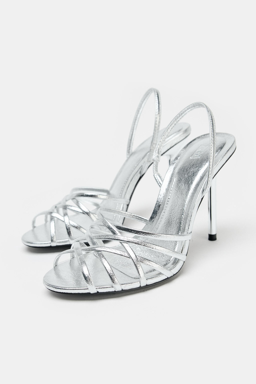 METALLIC-EFFECT HIGH-HEEL SANDALS