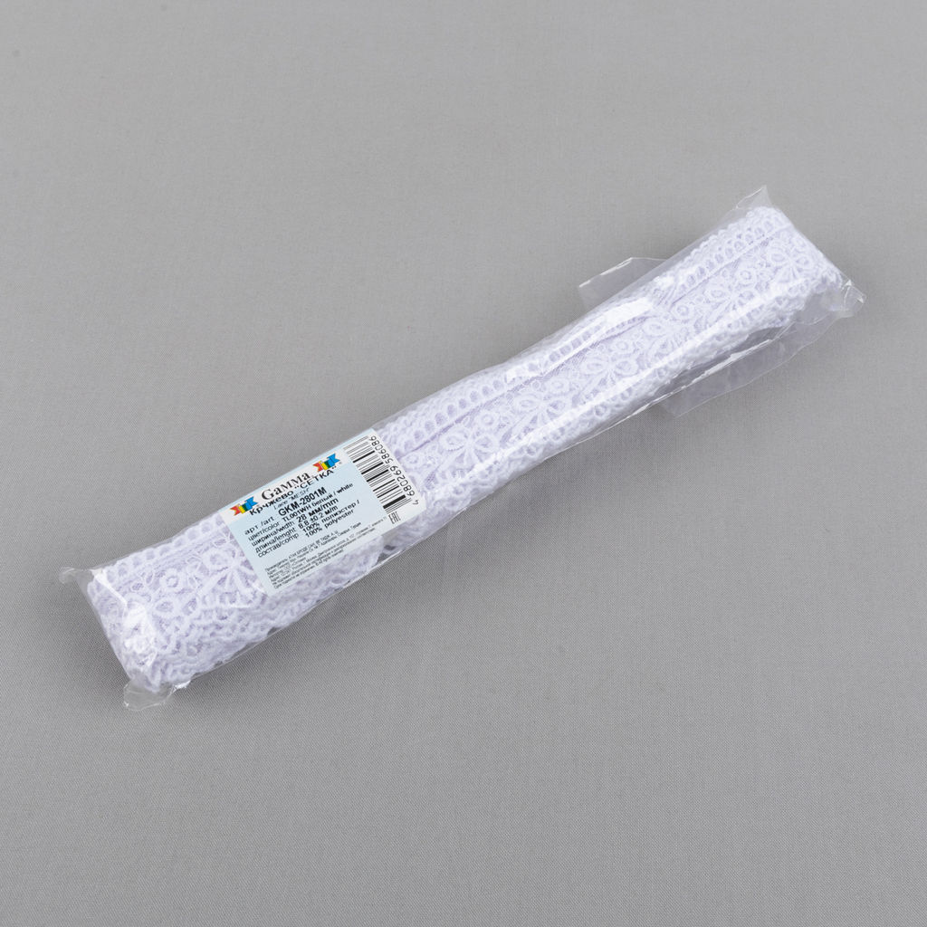 Кружево Gamma сетка 28 мм GKM-2801M в пакете 8.8 м 0.2 Турция TL001WH белый