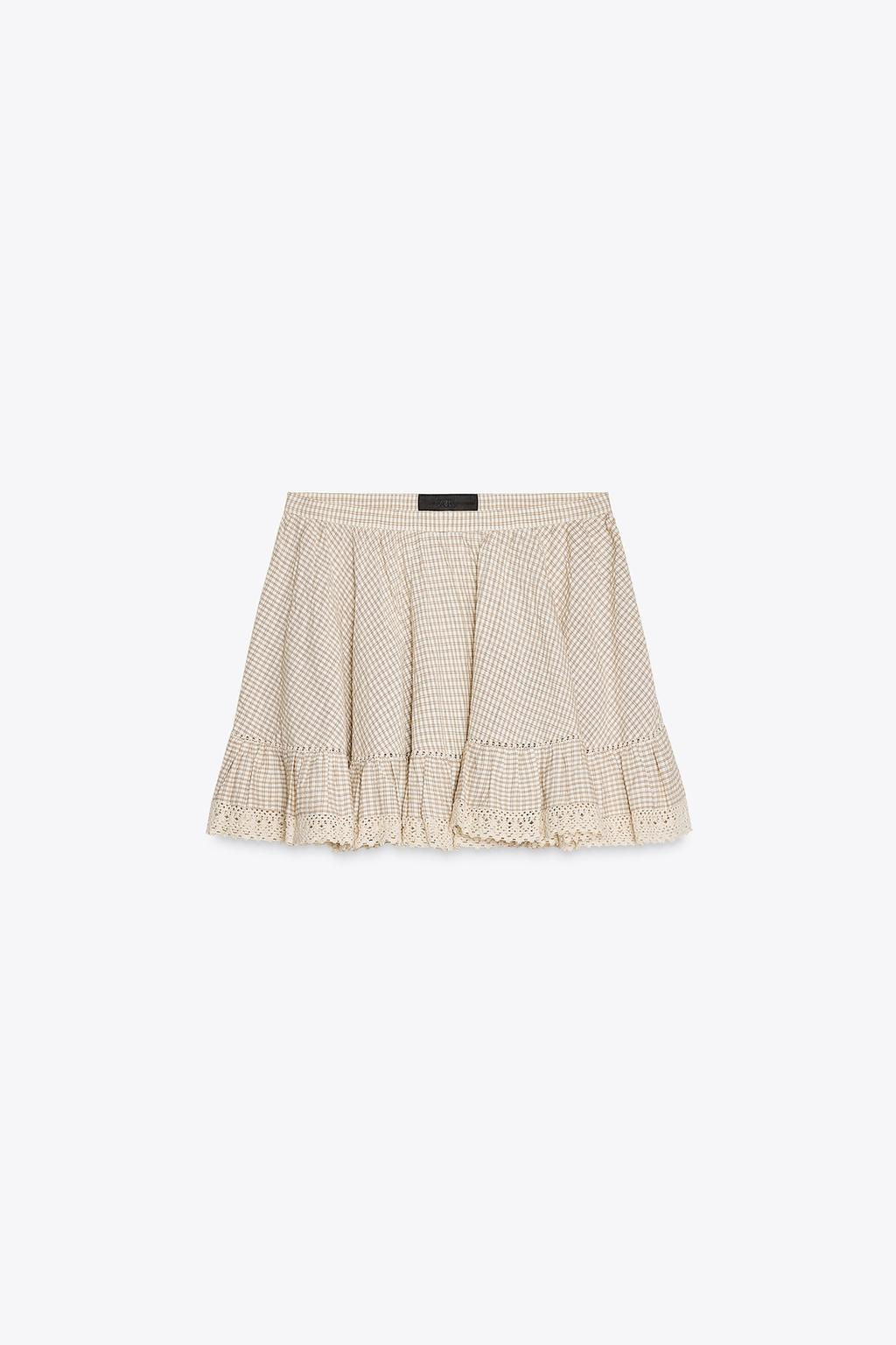 CHECKED SKIRT WITH RUFFLES - Zara фото 5