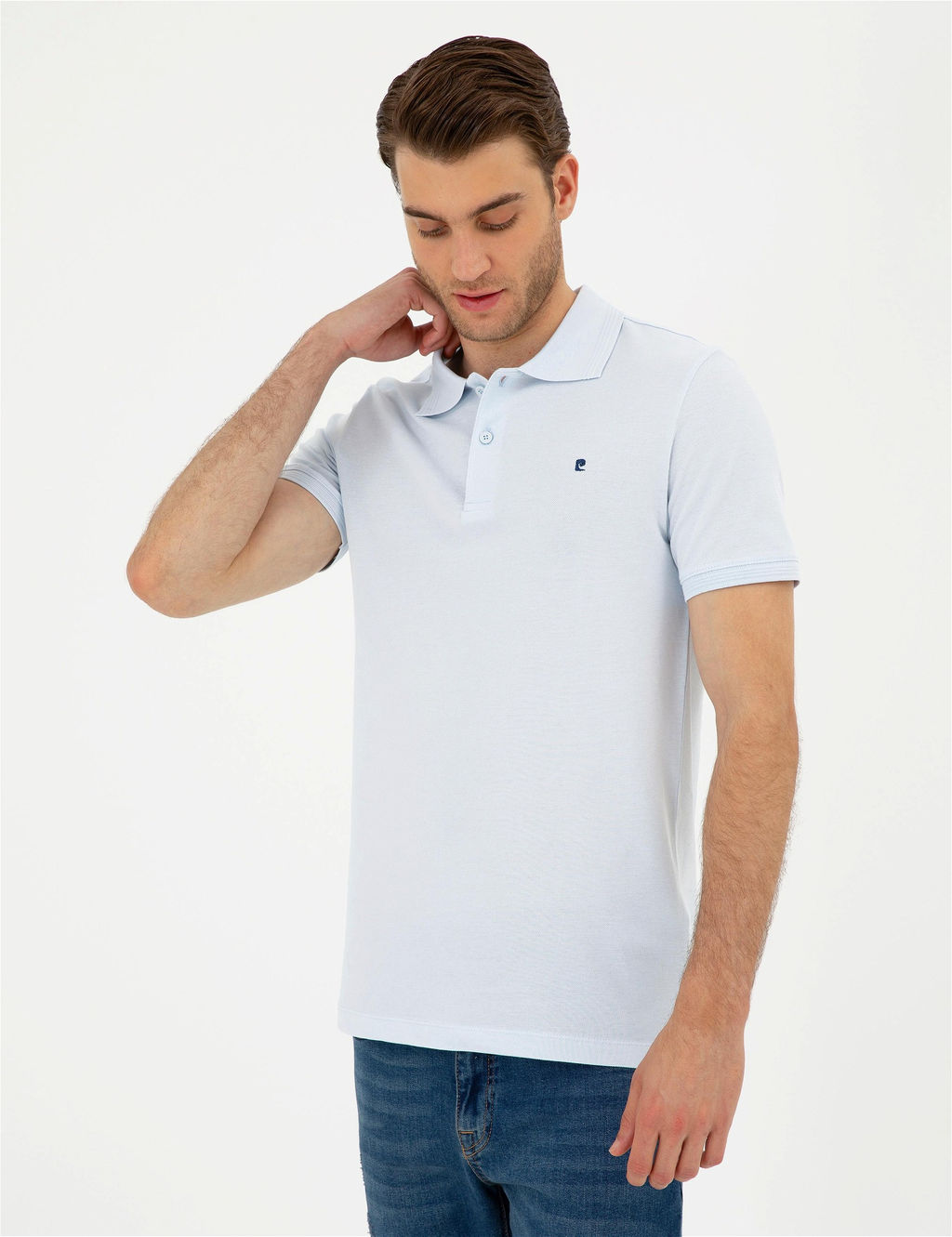 A__k Mavi Slim Fit %100 Pamuk Polo Yaka Basic Ti__rt - Pierre cardin фото 3
