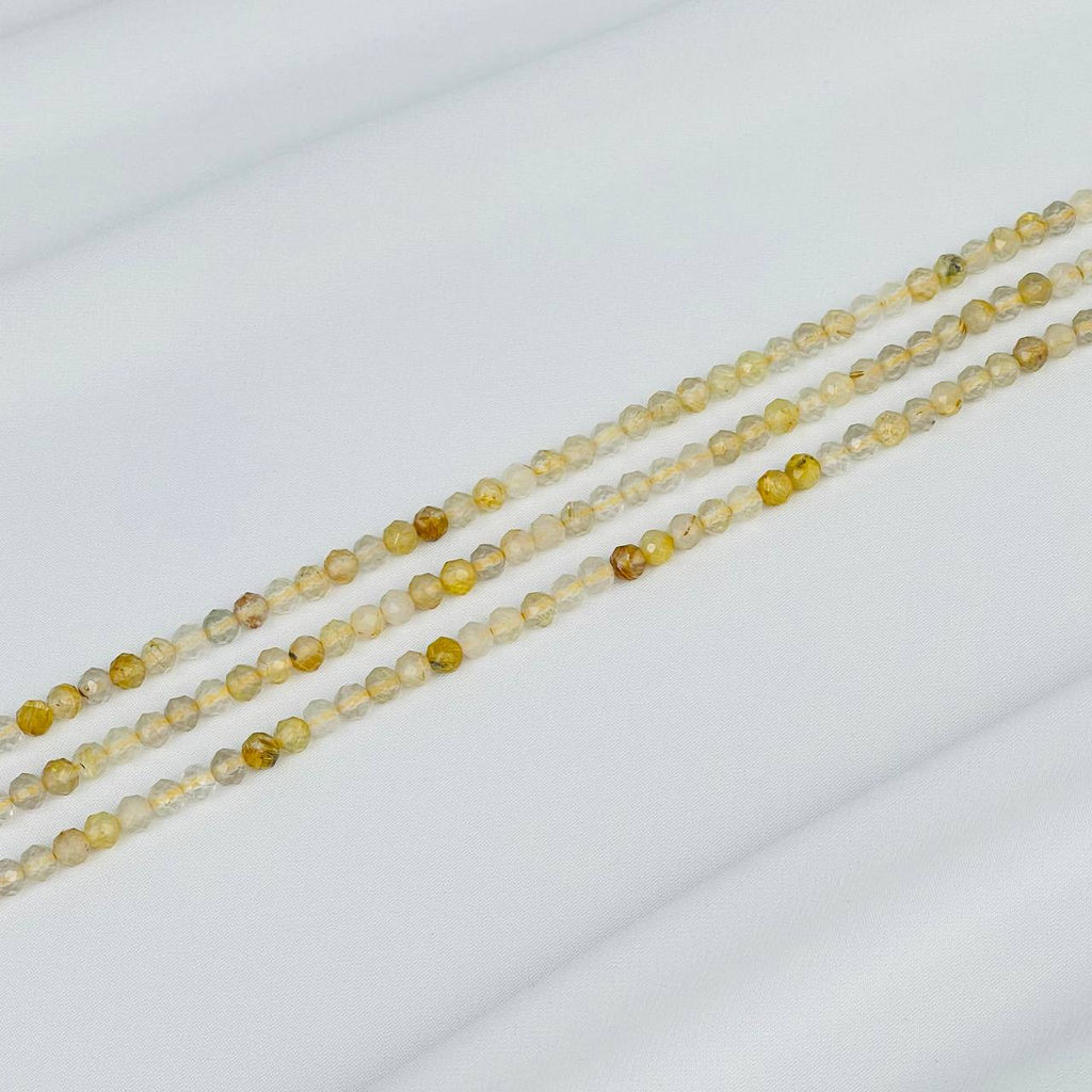 Бусины для украшений из рутилового Кварца (86 бусин) 38 см