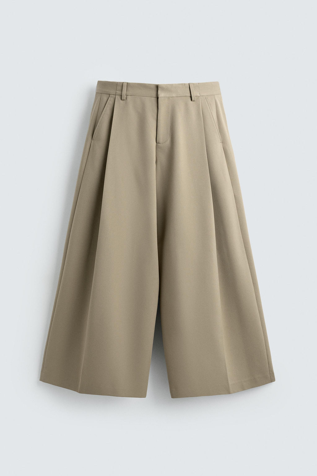 PANTAL?N WIDE FIT PLIEGUES / Beige