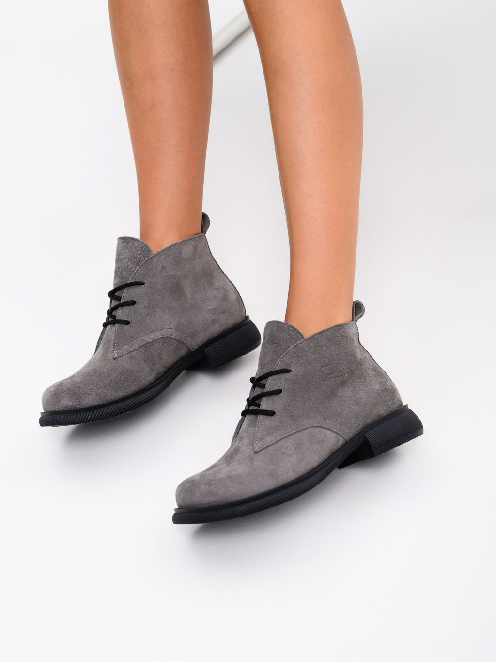 Ботинки 308.патрицияbl.Серый замок замша/байка