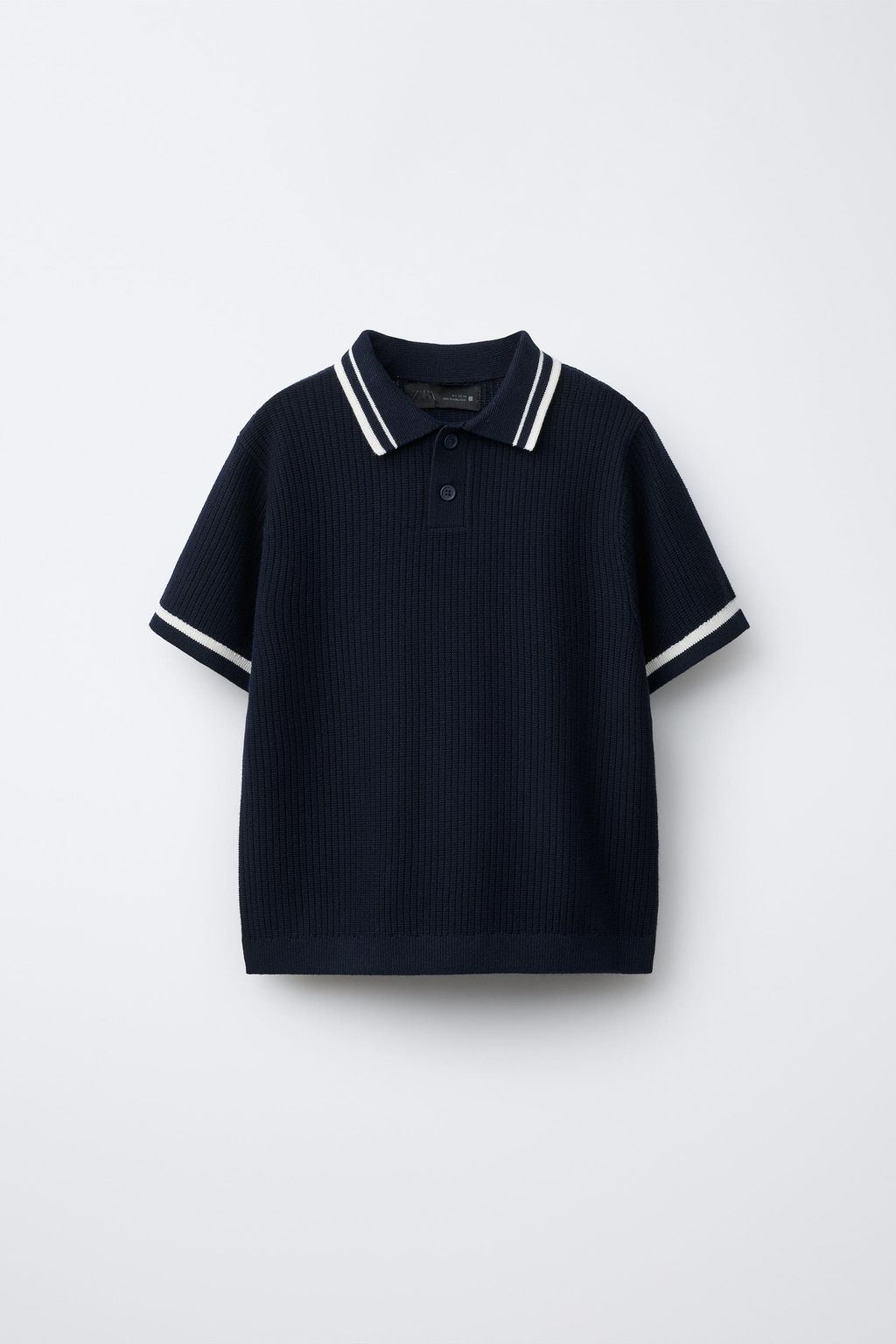 BASIC RIBBED KNIT POLO SHIRT