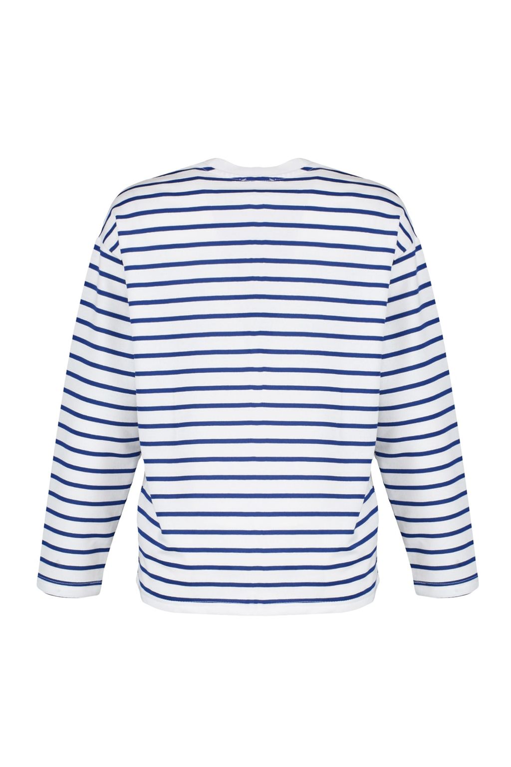 Beyaz Cizgili Oversize/Genis Kesim Bisiklet Yaka Ince Orme Sweatshirt TWOAW23SW00326