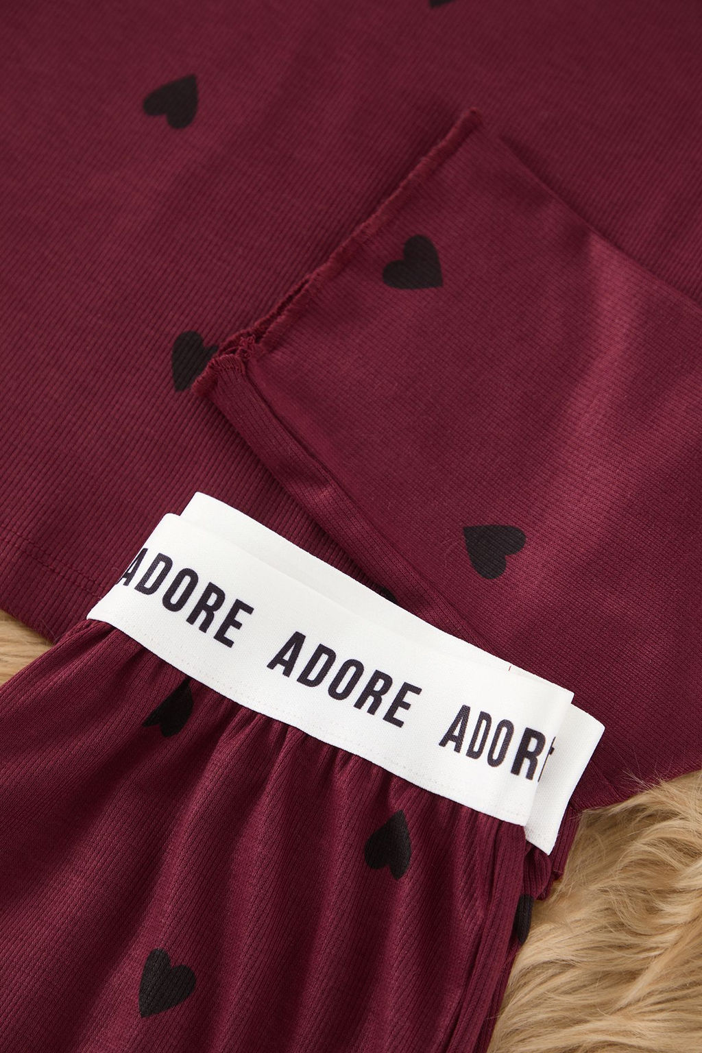 Trendyolmilla Bordo Kalpli Slogan Bask?l? Lastikli Orme Pijama Tak?m? THMAW25PT00045 фото 7