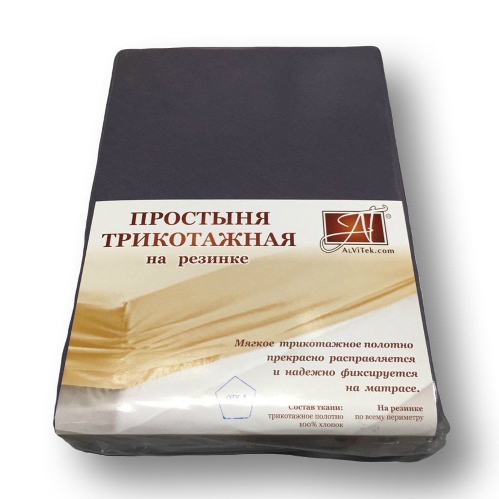 ПТР-ГРА-180(180) Графит простыня трикотажная на резинке 180х200х20