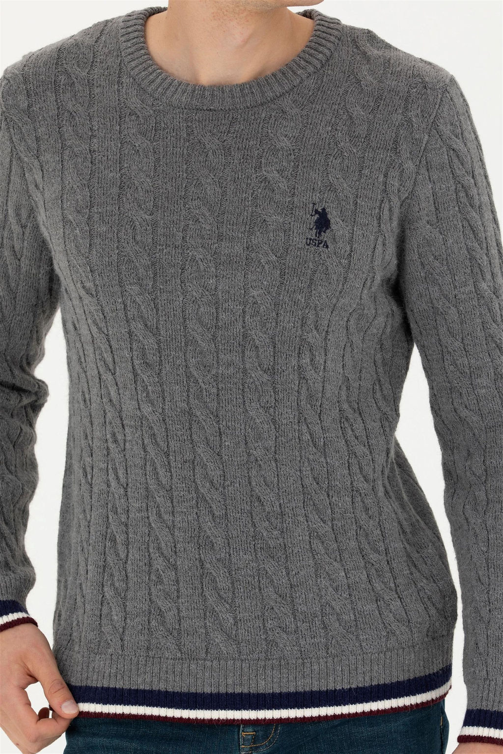 Мужской серый меланжевый свитер - U.s. polo assn фото 6