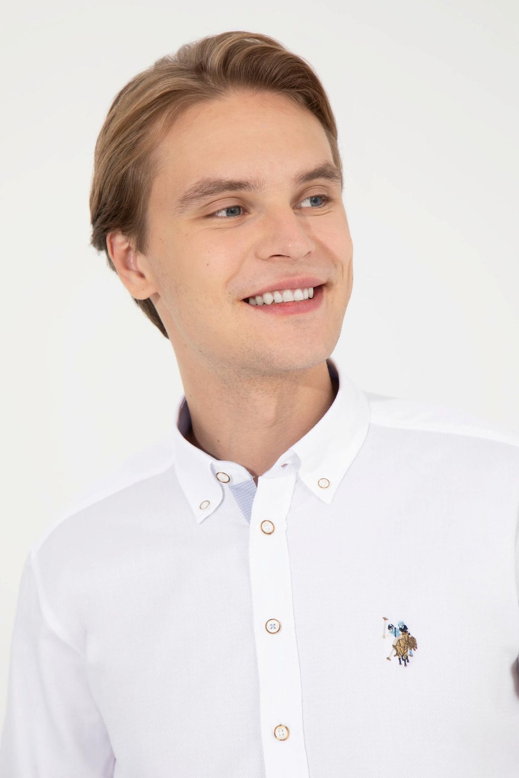 U. S. Polo Assn / Мужская белая рубашка с длинным рукавом - U.s. polo assn фото 3