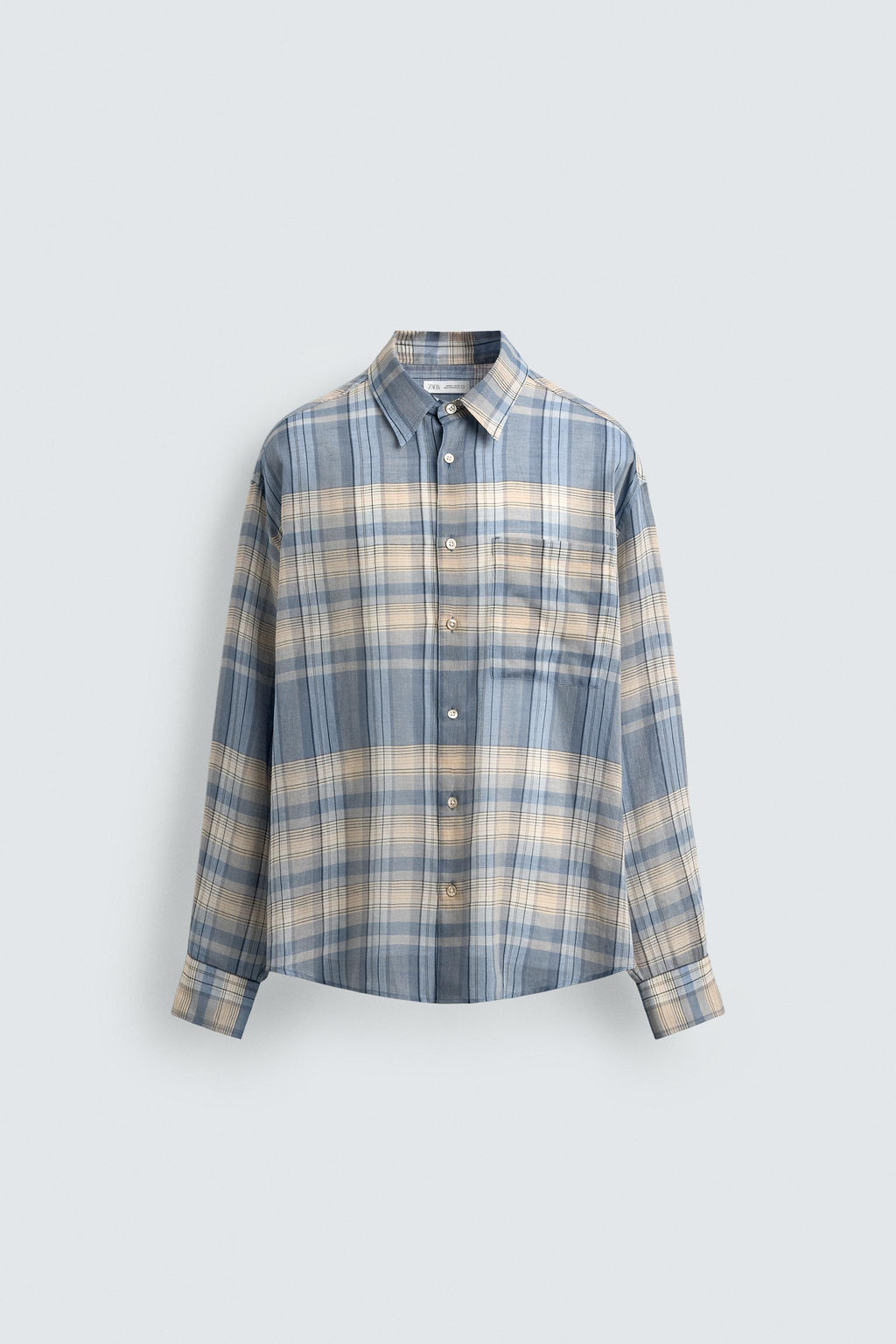 CAMISA RELAXED FIT CUADROS / Gris / Azul - Zara фото 7