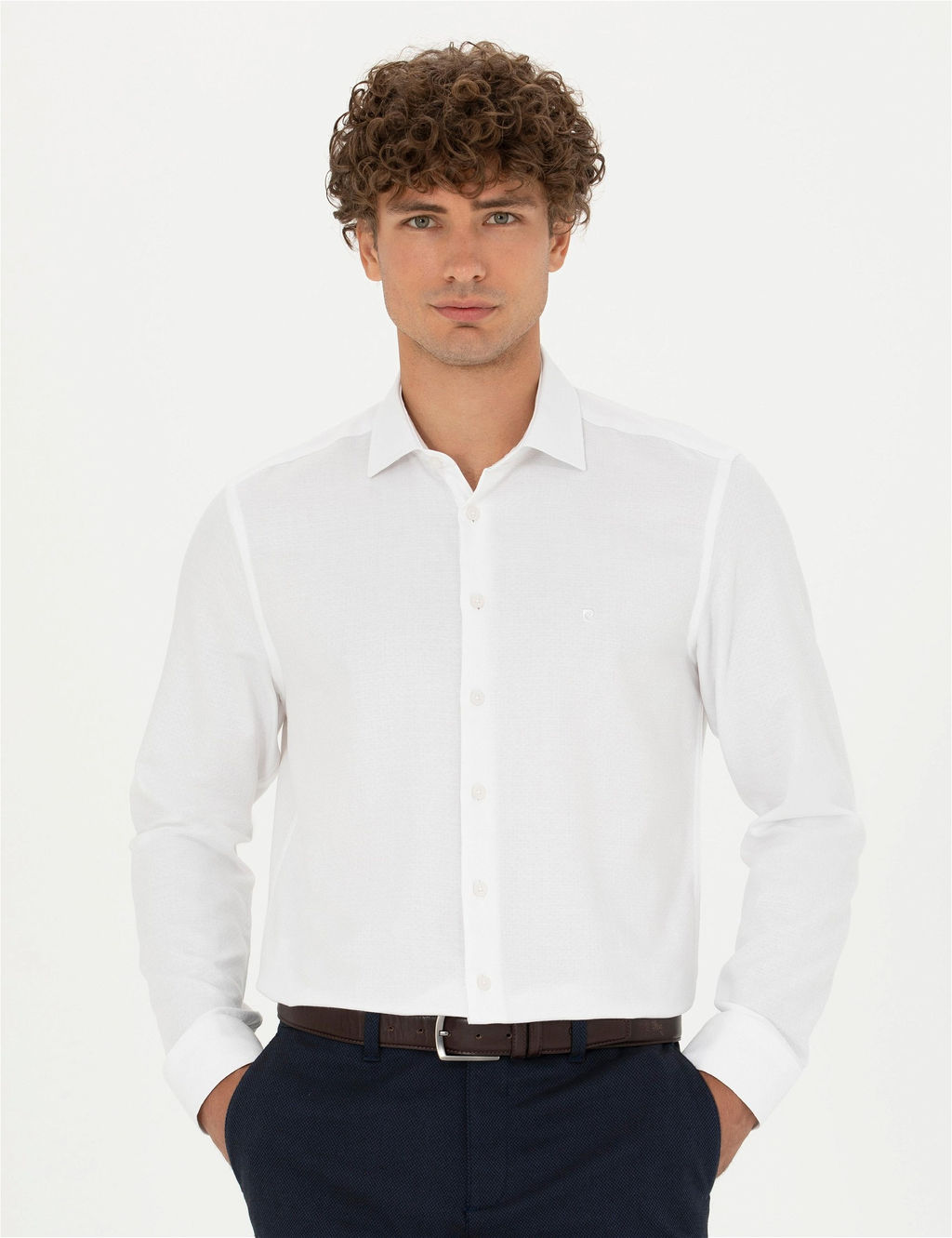 Beyaz Slim Fit Uzun Kollu G_mlek - Pierre cardin фото 3