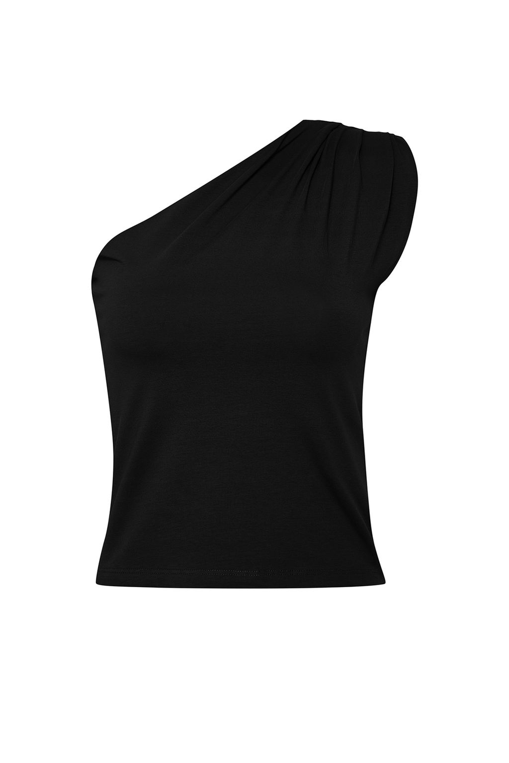 Siyah Asimetrik Tek Omuz Vatkal? Esnek Orme Bluz TWOSS24BZ00133