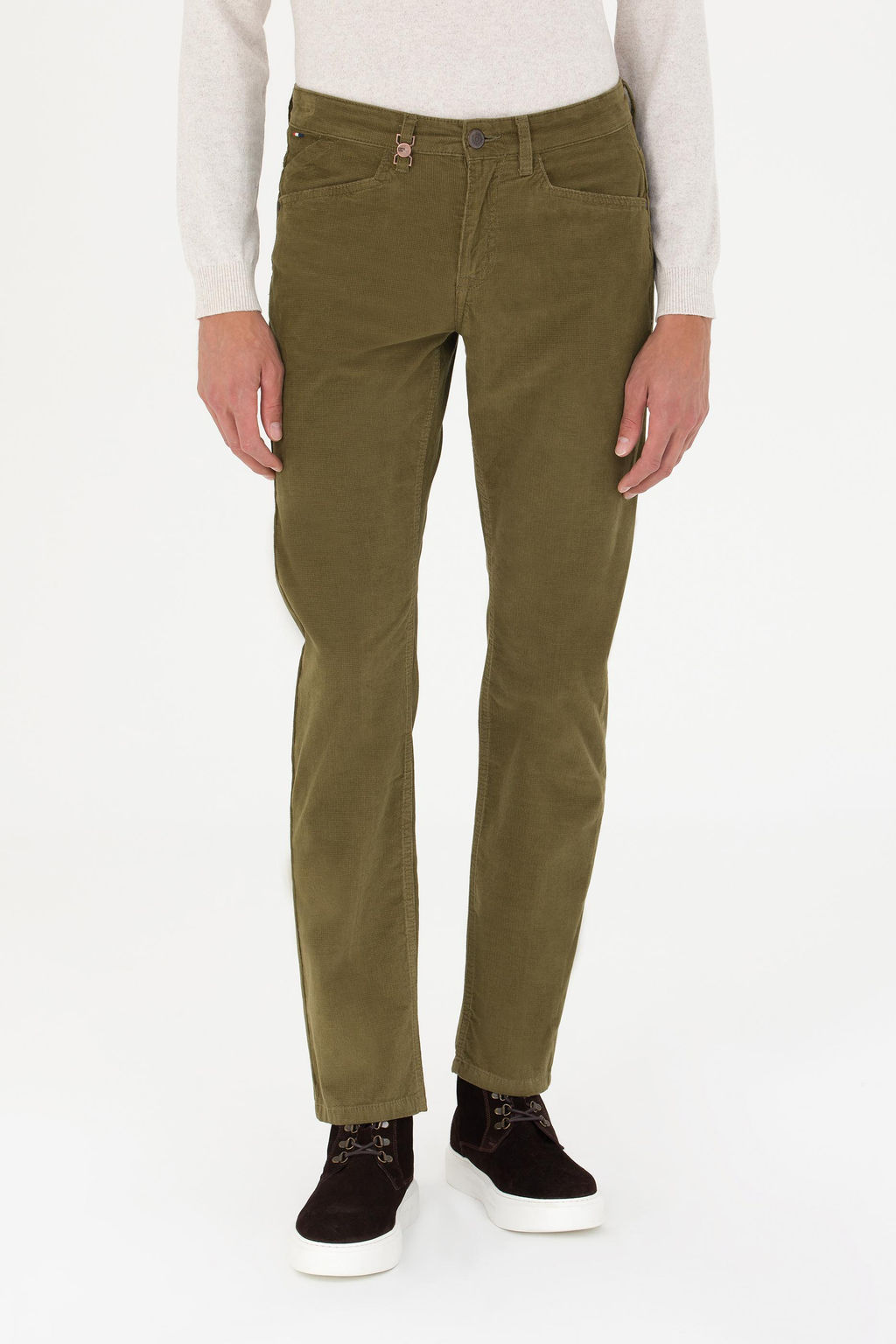 Erkek Regular Fit Haki Kanvas Pantolon