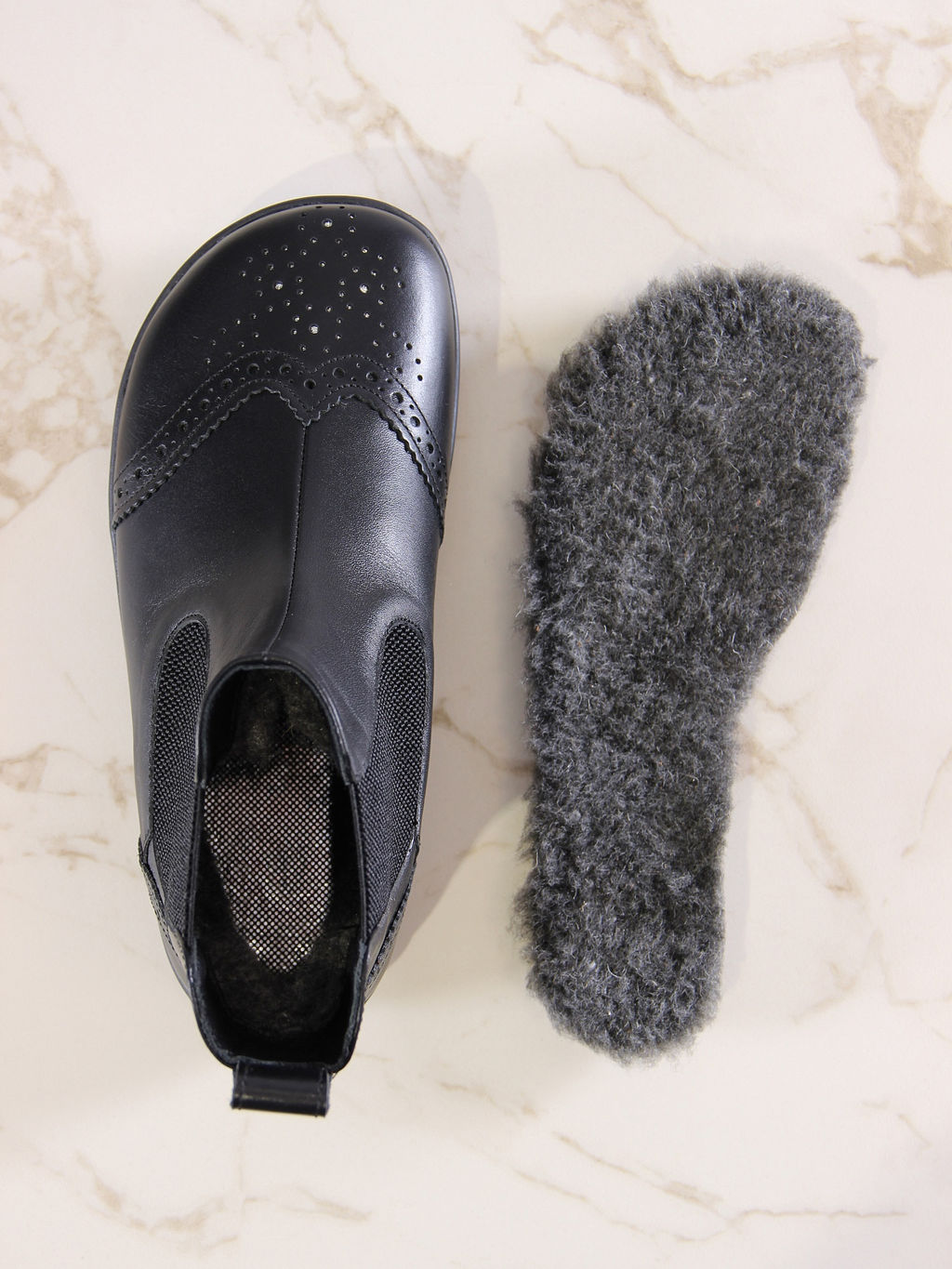 Босоногие ботинки 362.NATAbl.Черный/шерсть