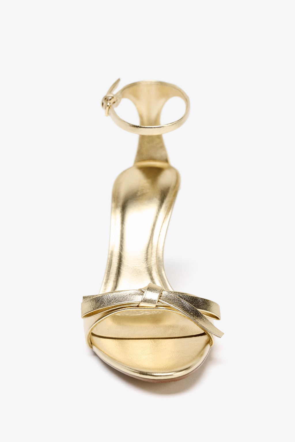 METALLIC-EFFECT BOW HIGH-HEEL SANDALS - Zara фото 13