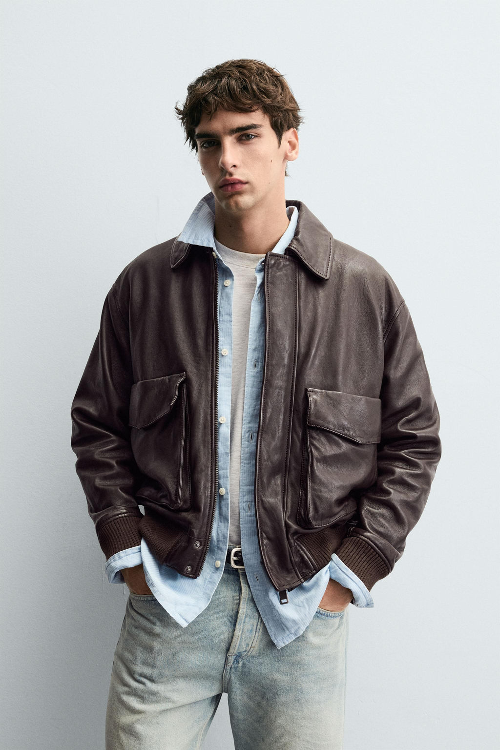 LEATHER JACKET WITH POCKETS - Zara фото 2