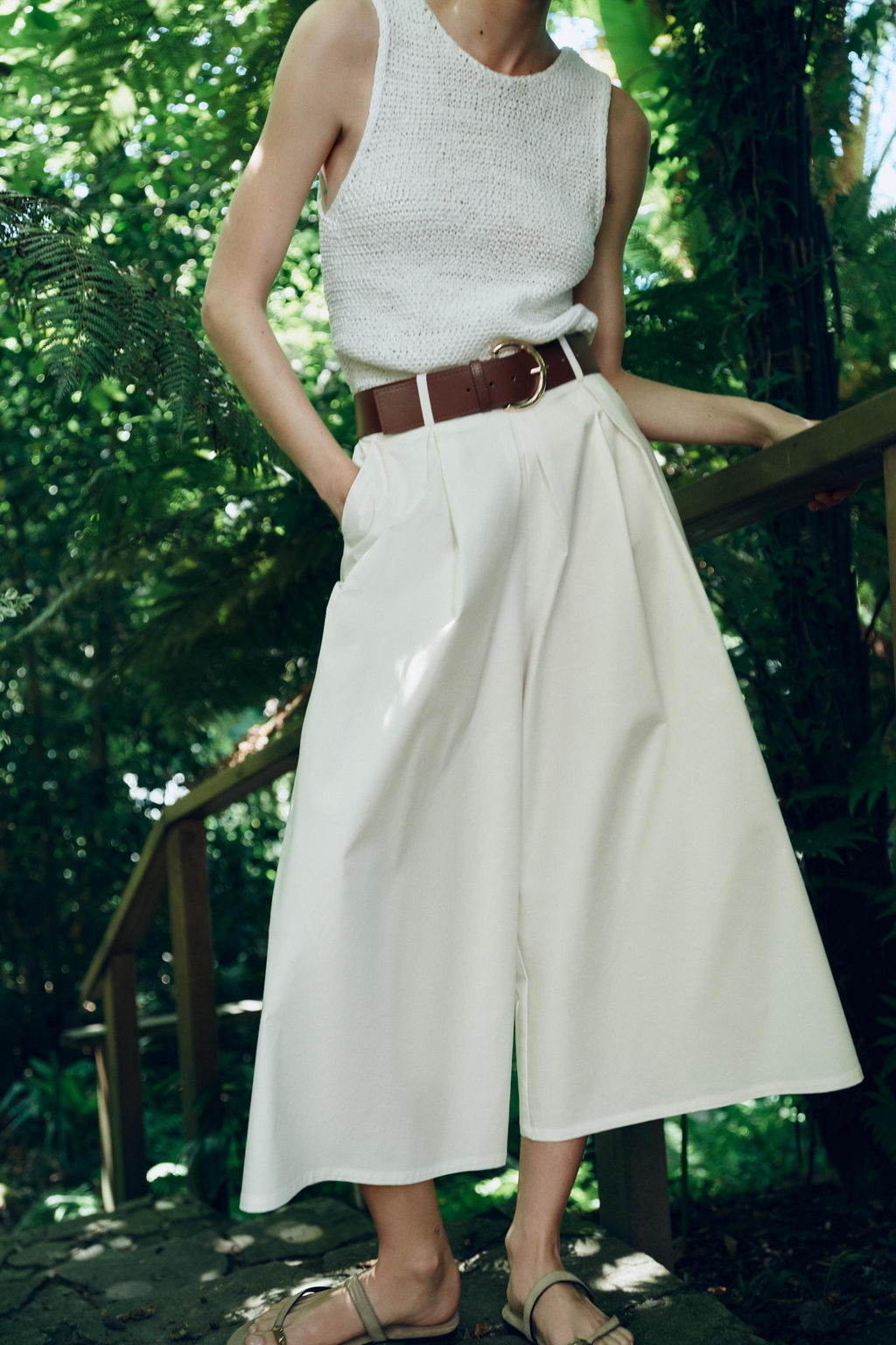 PANTAL?N CULOTTE CINTUR?N / Blanco - Zara фото 2