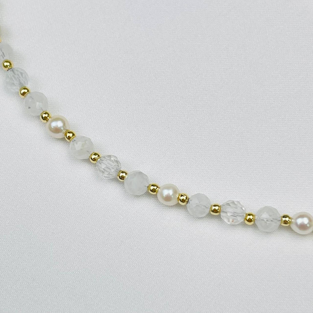 Колье для "Рака" из Топаза,Лунного камня и Жемчуга 37 см +