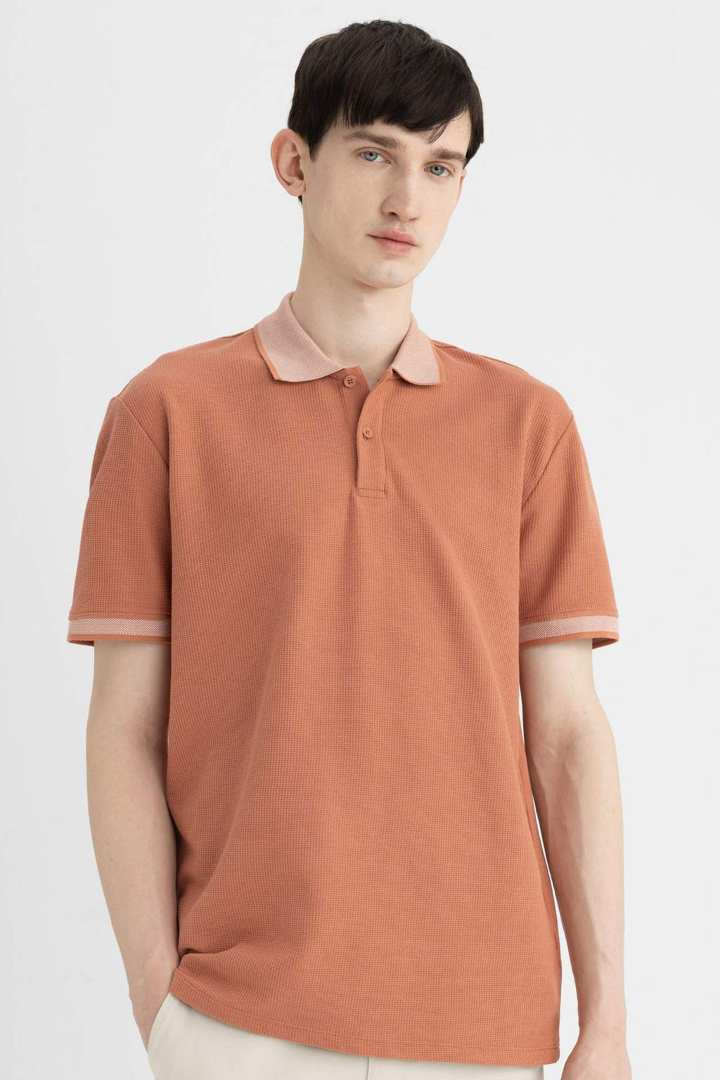 New Regular Fit K?sa Kollu Basic Duz Polo Tisort - Defacto фото 6