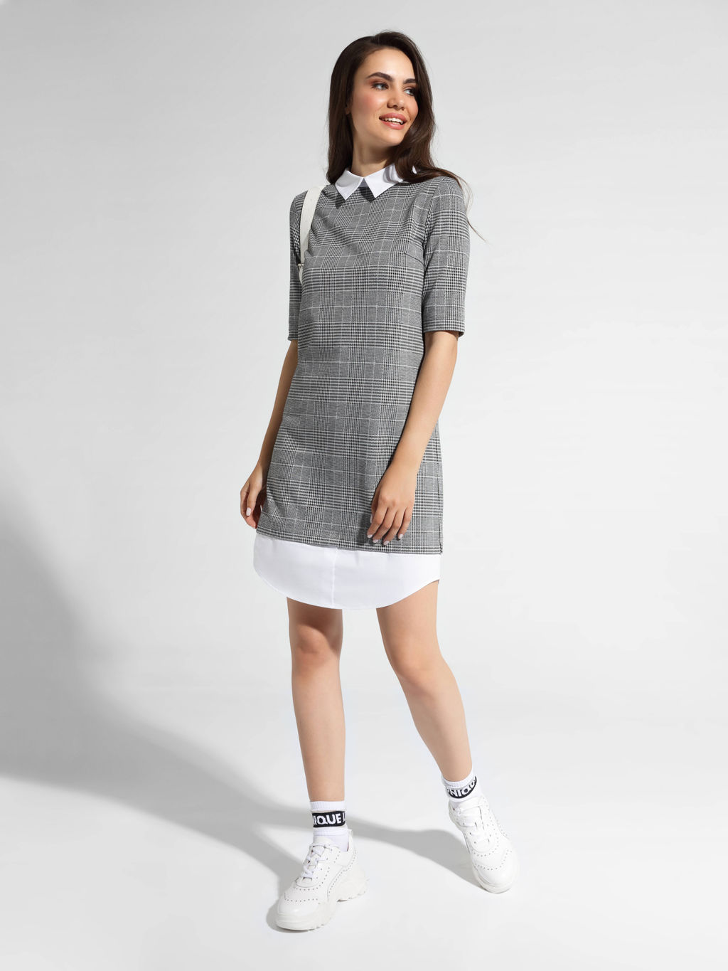 CONTE Платье с имитацией рубашки LPL 1052 grey-ivory check - Conte elegant фото 2