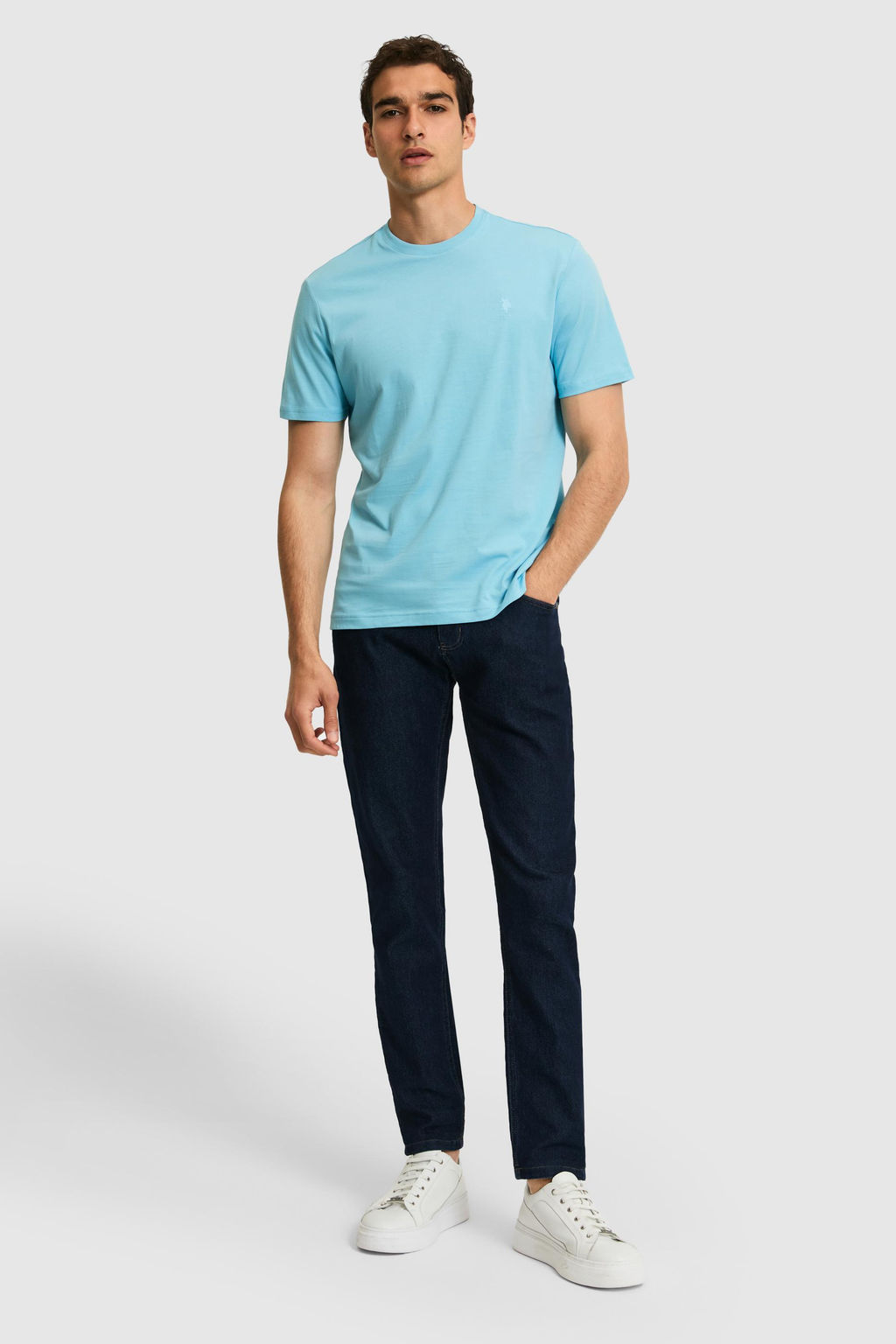 Erkek Regular Fit Bisiklet Yaka Aqua Basic Ti__rt