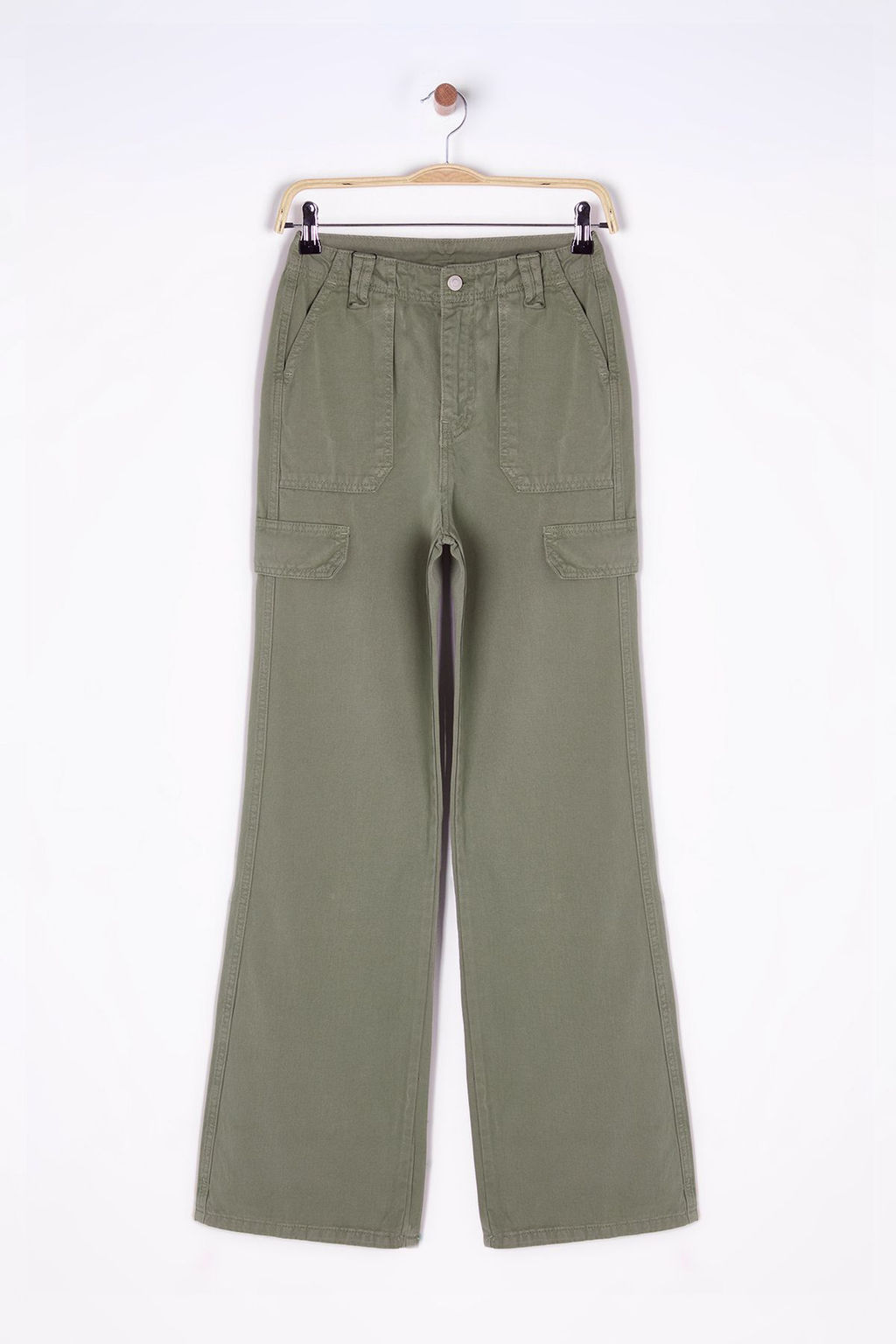Haki Kargo Cep Kapak Detayl? Yuksek Bel Wide Leg Jeans TWOSS25JE00030 - Trendyolmilla фото 5
