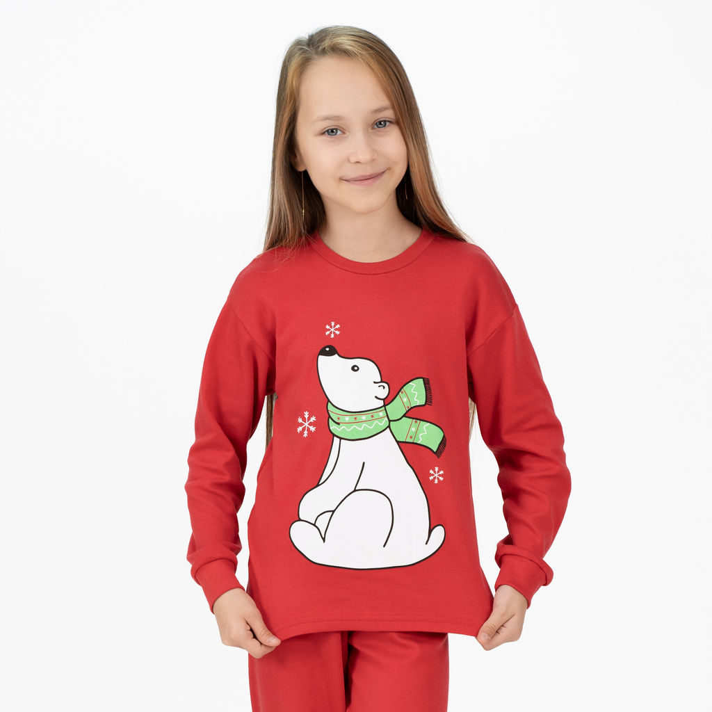 Пижама детская красная медведь ПЖ-1818 (158, 84)