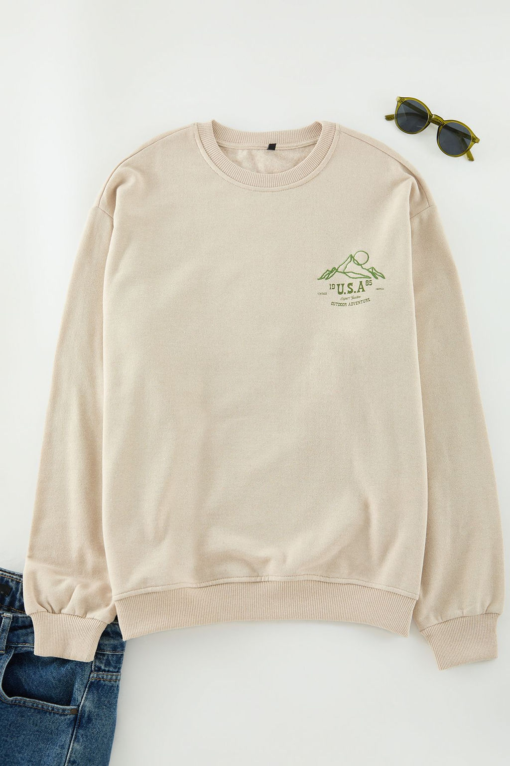 Tas Oversize/Genis Kesim Bask? ve Nak?sl? Ici Polarl? Sweatshirt TMNAW25SW00153