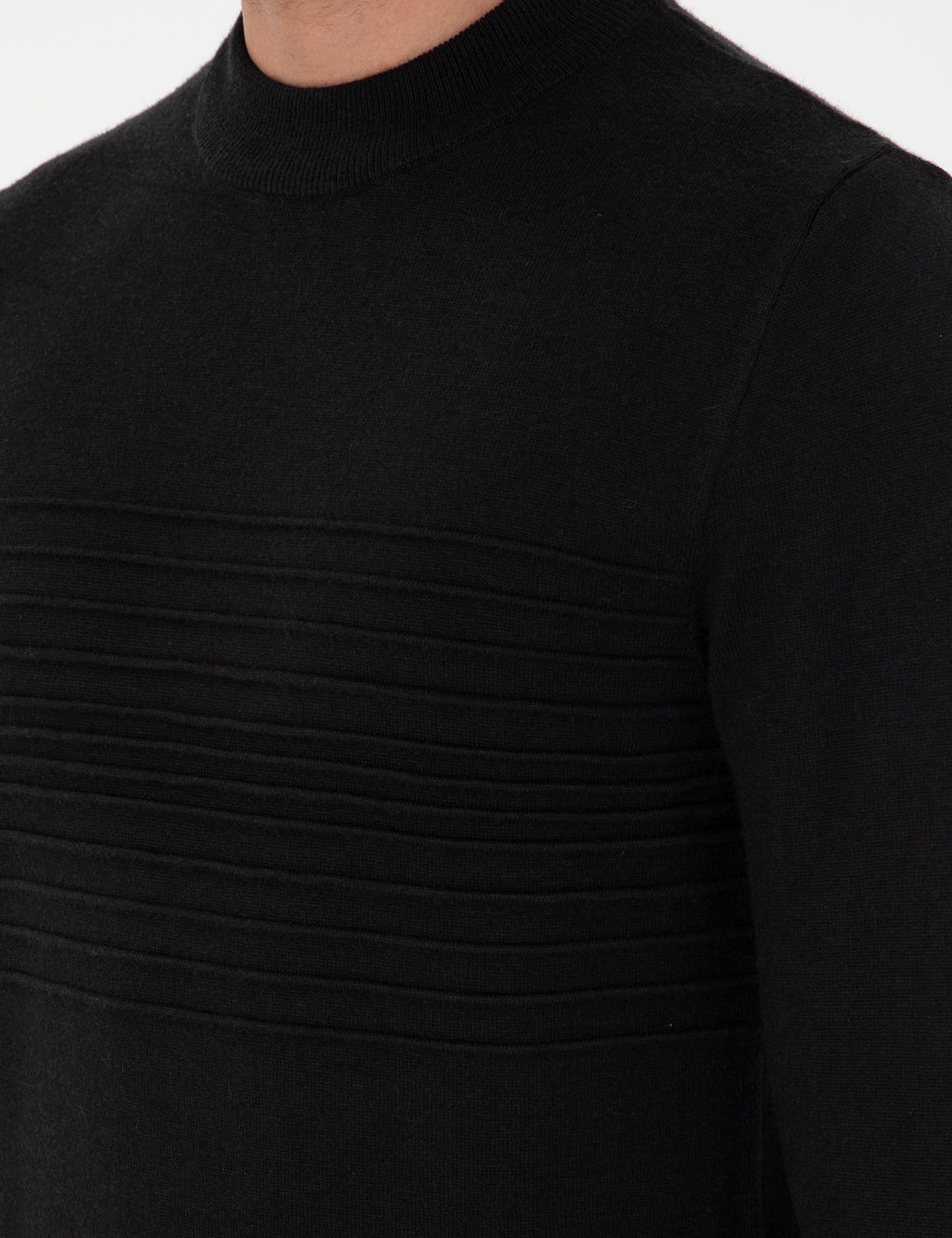 Siyah Slim Fit Bato Yaka Y_n Kar___ml_ Triko Kazak - Pierre cardin фото 7