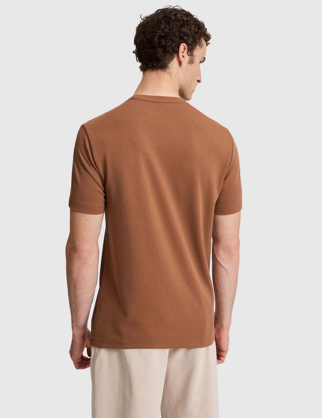 A__k Kahverengi Regular Fit Bisiklet Yaka Ti__rt