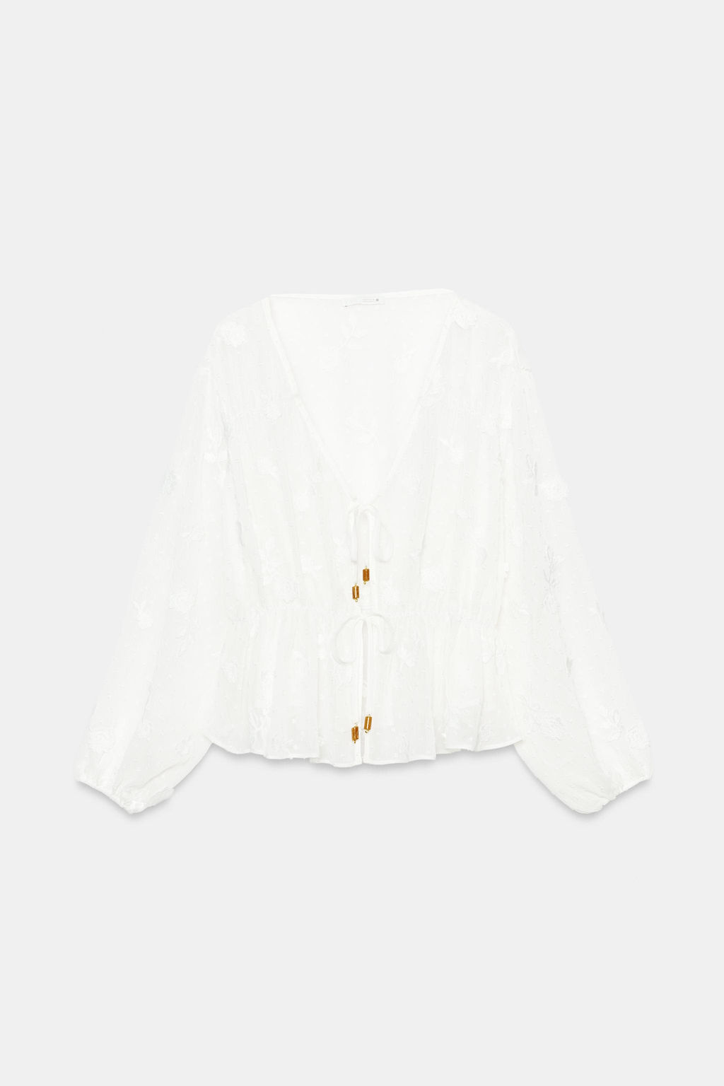BLUSA BORDADOS PLUMETI / Blanco - Zara фото 7
