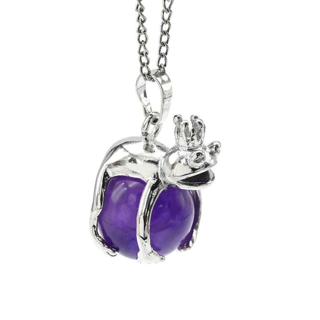 Подвеска с камнем аметист Царевна лягушка 17*25мм